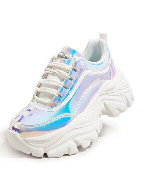 LUCKY STEP Chunky Sneakers for Women Fashion Platform Leather Casual Dad Shoes